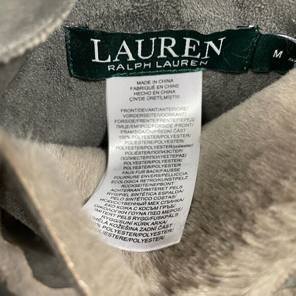 Lauren Ralph Lauren Vest Medium 100% Polyester Front Pockets Faux Fur Lined - Picture 4 of 6
